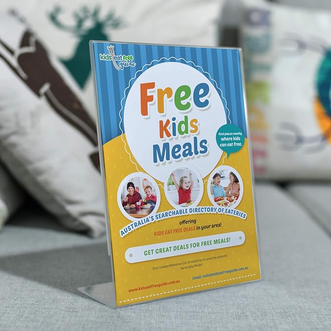 T-SIGN Acrylic Sign Holder 8.5 x 11 Inches, Slant Back Clear Table Top Display Plastic Stand, Double Sided, Display Stand, Acrylic Frame for Store, Homes, Restaurants, Offices - Vertical (Pack of 12)