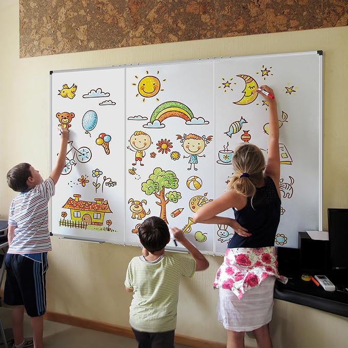 XBoard 118 x 48 Inch Magnetic Dry Erase Board, Oversized Foldable Whiteboard with Marker Tray 10' x 4' | Aluminum Frame