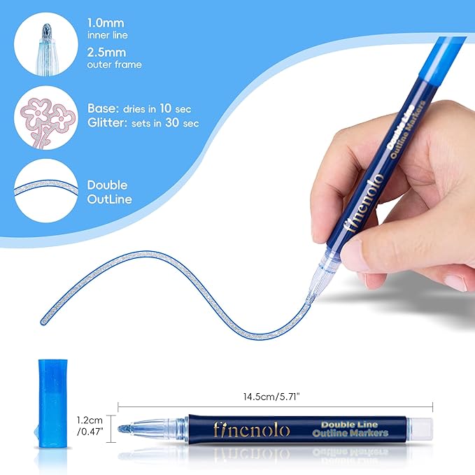 36 Colors Double Line Outline Markers, Shimmer Outline Marker Pen Set with Metallic & Glitter Effects, Self-Outline Shimmer Markers for Card Making, DIY Art, and Doodling – Perfect for Kids & Adults