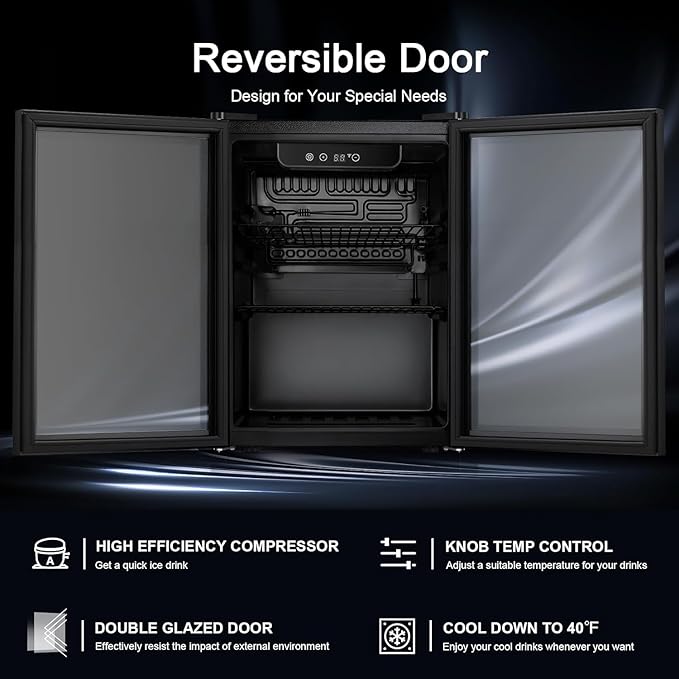 Antarctic Star Wine Cooler, Beverage Refrigerator,16 Bottle 68 Can Freestanding Wine Cellar Front Glass Door for Home and Bar, Digital Temp Control, Blue LED, 1.7 Cu.Ft.