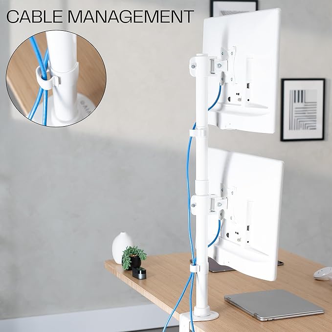 VIVO Dual Monitor Desk Mount Stand with Height Adjustment and VESA Plates for 2 LCD Ultrawide Screens up to 34 inches, Stacked Array, STAND-V002RW