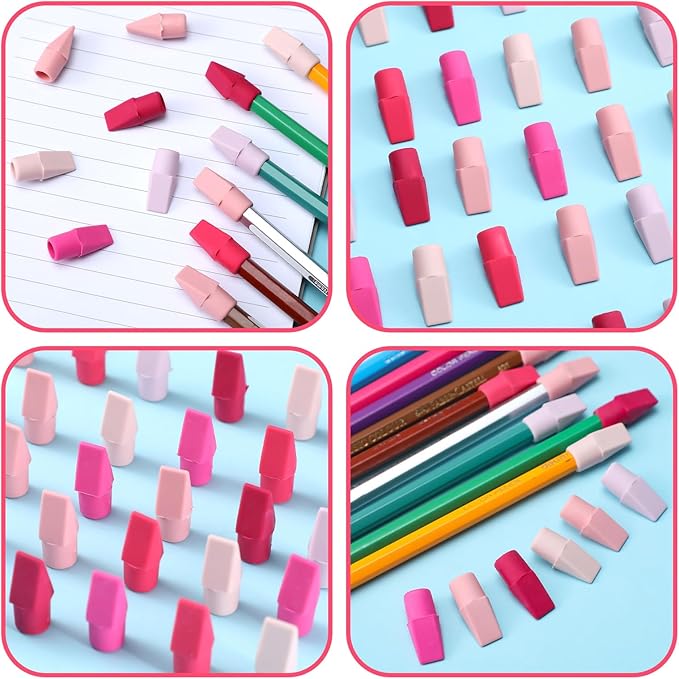 240 Pcs Pencil Top Erasers Cap Bulk Cute Pencil Toppers Erasers School Office Supplies for Students Teachers Art School Office Classroom Supplies(Pink)