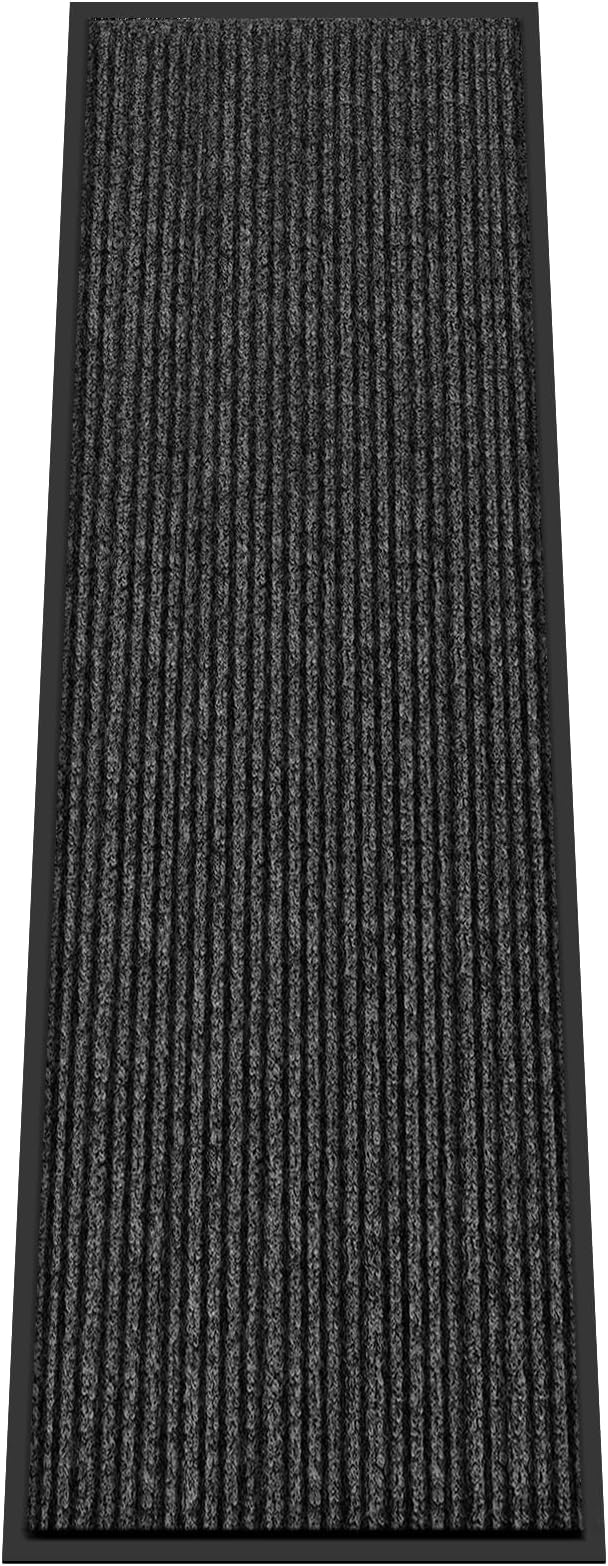 Kuyal Front Door Mat, 3'x10' Indoor Outdoor Entrance Mat, Commercial Floor Mats Inside Outside Entrance, Heavy Duty Durable Welcome, Rubber Backing Non Slip Outdoor Mats for Entryway,Black