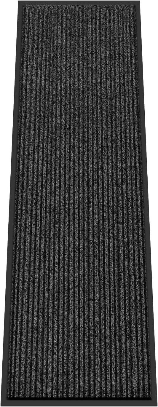 Kuyal Front Door Mat, 3'x10' Indoor Outdoor Entrance Mat, Commercial Floor Mats Inside Outside Entrance, Heavy Duty Durable Welcome, Rubber Backing Non Slip Outdoor Mats for Entryway,Black