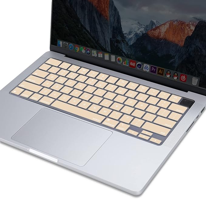 MOSISO Keyboard Cover Skin Compatible with MacBook Air 15 inch M3 A3114 M2 A2941/Air 13.6 A3113 A2681/Pro 14/16 M4 M3 M2 M1, Apricot