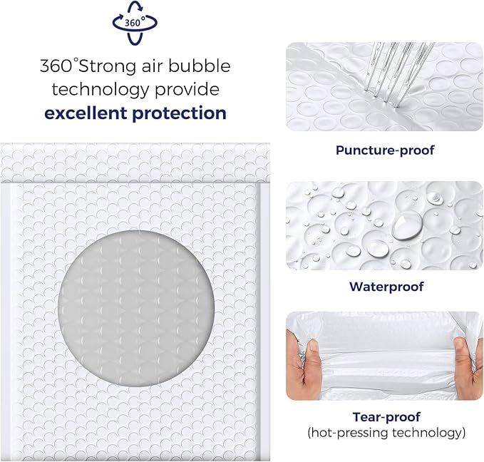 Fuxury Bubble Mailers 8.5x12" White Padded Envelopes 6000Pack Bulk Strong Adhesion Full Pallet of Padded Mailers Thick Bubble Envelopes for Small Business Mailing Books Clothes Makeup Supplies