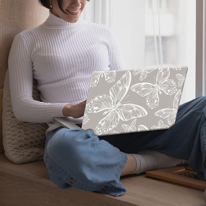 KEROM Compatible with MacBook Air 13 inch Case 2021 2020 2019 2018 Release M1 A2337 A2179 A1932, Protective Plastic Hard Shell Case & Keyboard Cover, Has Logo Cutout, Butterfly