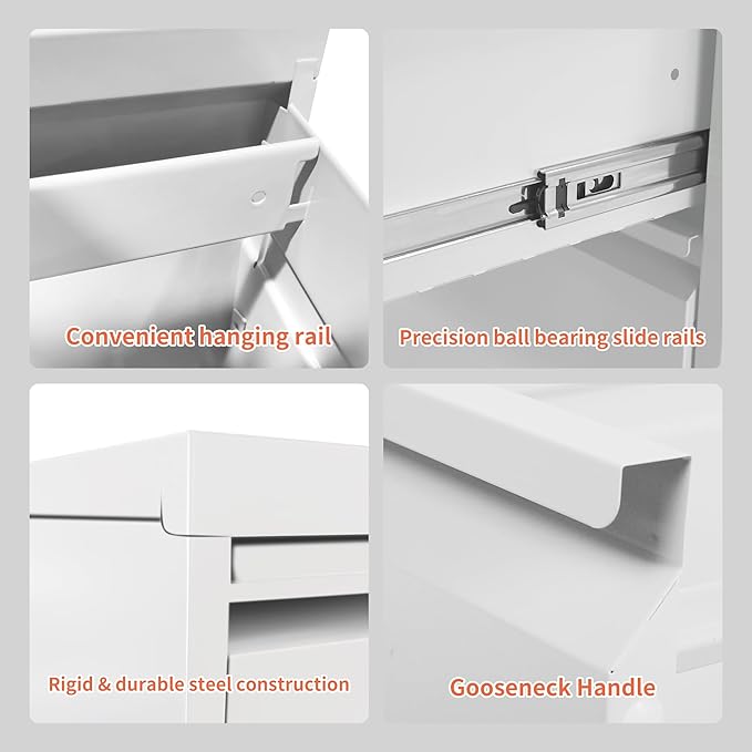 4 Drawer File Cabinet,Metal Filing Cabinets for Home Office,Vertical File Cabinet with Lock,Heavy Duty Metal Storage Cabinet for A4/Letter/Legal Size Files,Assembly Required