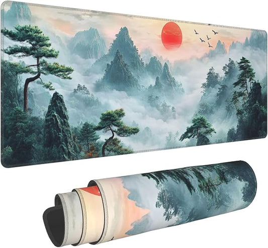 Japanese Desk Mat Large Gaming Japanese Mouse Pad Game Controller Extended Mousepad Big in Laptop Computer Mouse Keyboard Mat for Office Desk Decor 31.5x12 in