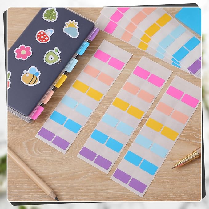 Tinlade 2 Pieces Clear Plastic Cover for Weeks, 8.27 x 7.68 Inches Planner Cover Protector with 120 Color Tabs, Transparent PVC Notebook Strong Plastic Protecting Sleeves for Books(Colored)