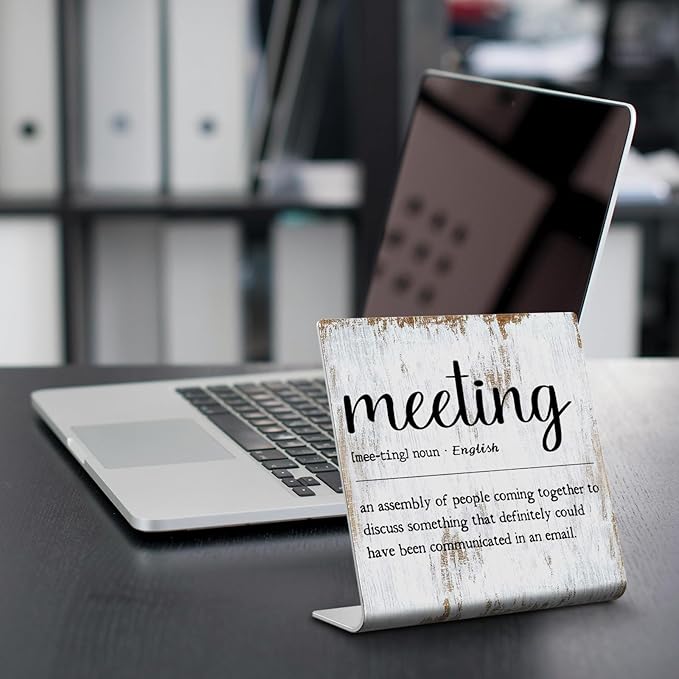 meeting Definition Office Sign Plaque, office gifts for coworkers desk funny,Gift for Women Men,Cute Office Tabletop Decor,Motivational Office Desk Decor XUV82