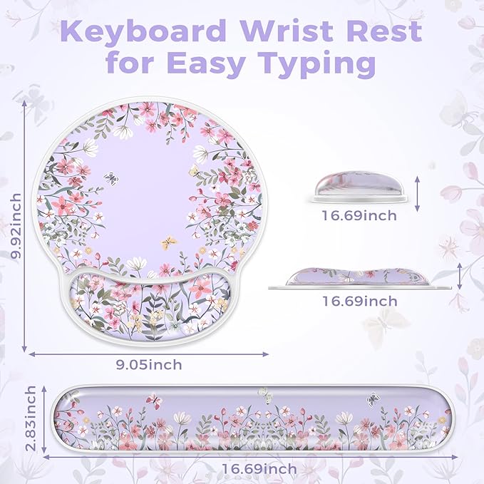 iCasso Silicone Wrist Rest for Keyboard and Mouse,Cute Computer Wrist Support Hand Arm,Ergonomic Design Mouse Pad for Typing Pain Relief,Non-Slip Keyboard Cushion for Women Girl
