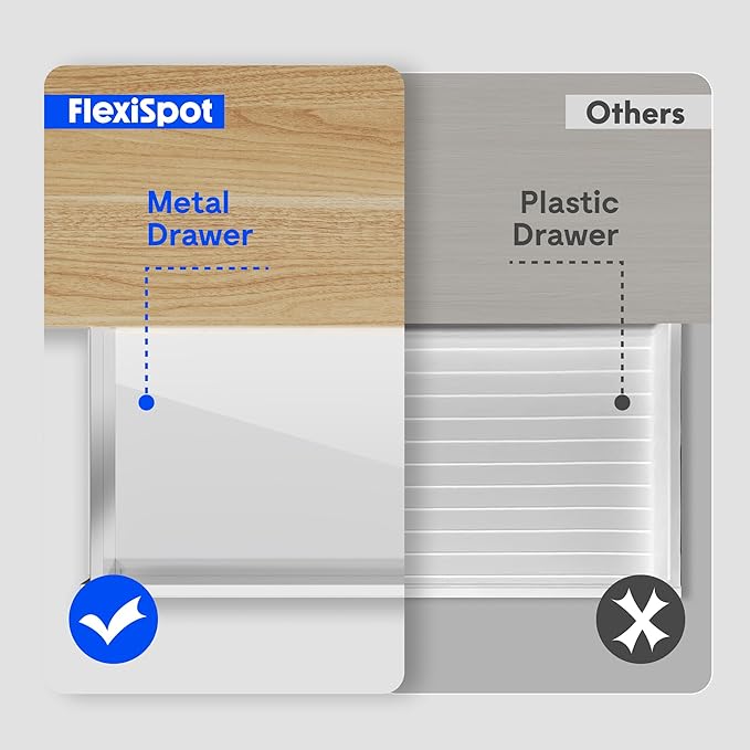 FLEXISPOT Comhar Electric Standing Desk with Drawer Desktop & Adjustable Frame Quick Install w/USB Charge Ports (Black, Wood)