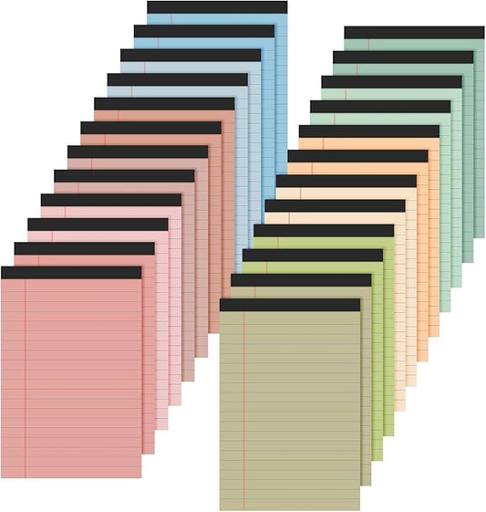 Lincia 24 Pcs 12 Pcs 5" x 8" Small Legal Pads Colored Lined Note Pads Narrow Ruled Writing Notepads 50 Sheets Per Micro Paper Notebook Lined and Perforated for College Office Supplies (Earthy Colors)