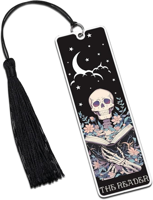 Halloween Bookmarks - Horror Bookmark Gothic Bookmarks for Women Book Lovers Bookish Gifts for Reading Women, Boo Basket Stuffers for Woman Gothic Skeleton Bookmark Halloween Gift for Her Christmas