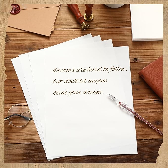 Epakh 200 Sheets Old Age Parchment Paper 8.5 x 11 Inch Standard Letter Vintage Colored Old Parchment Semblance Double Side Printing Paper(White)