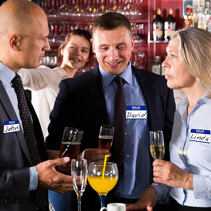 Zacool 480 Pcs Name Tag Stickers (3"x 2") Blue Hello My Name is Stickers Identification Badges, Easy Peel and Stick Name Tags for Themed Party, Family, Home, School, Office, Conferences