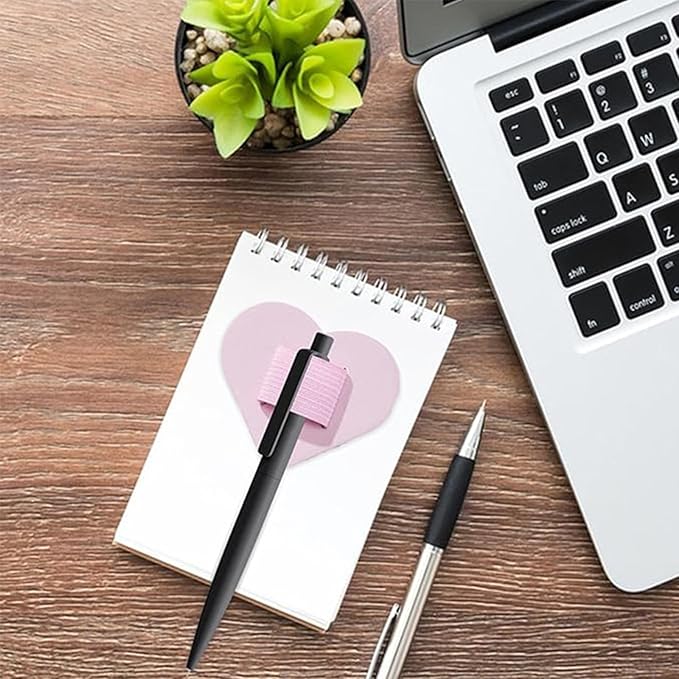 Set Of 7 Love Heart Shaped Pen Clip PU Leather Adhesive Pencils Holder Writing Supplies Laptops Accessories Cute Heart Shaped Pen Clip