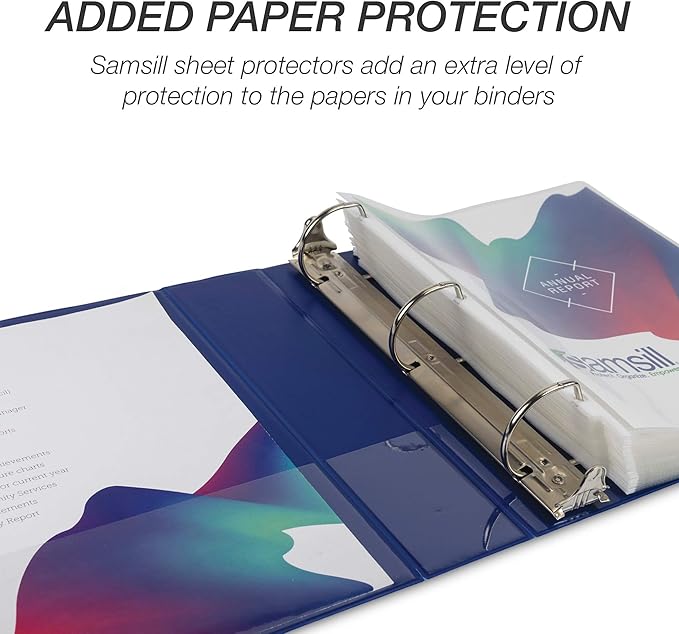 Samsill Durable 2 inch 3 Ring Binder, Made in USA, D Ring Binder, FSC 100% Recycled Chipboard, Blue, 12 Pack