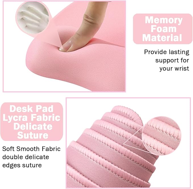 WB WEIRDBEAST Keyboard Wrist Rest Large Mouse Pad Wrist Support for Computer, 4 in 1 Memory Foam Keyboard Pad Desk Mat Ergonomic Hand Rest Wrist Cushion for Home Office Gaming-Pink