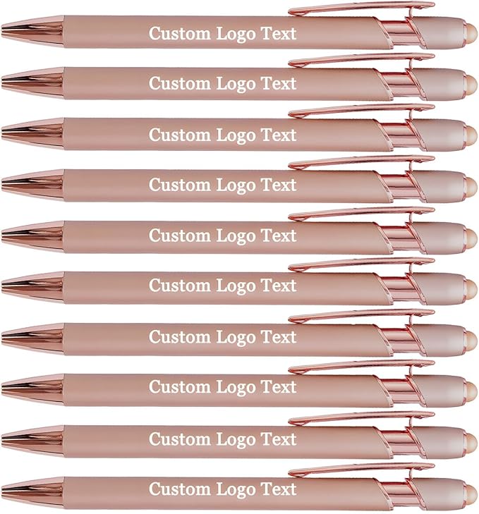 Custom Engraved Ballpoint Pens Bulk, Personalized with Name/Logo, Black or Blue Ink, Smooth Writing for Office, School, Business, Church, Reunion Rose Gold 20 Pcs