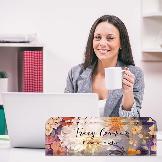 Desk Name Plate Personalized, Custom Name Plate for Desk, Acrylic Desktop Accessories, Office Gift & Decor for Women Men, Teacher Nurse Boss Employee Appreciation Gifts