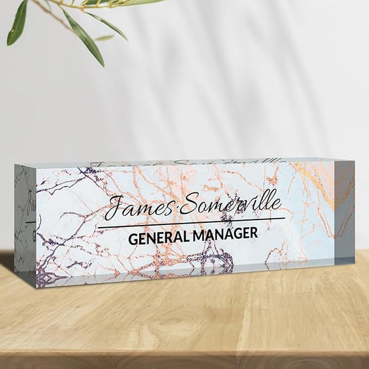 Desk Name Plate Personalized, Custom Name Plate for Desk, Acrylic Desktop Accessories, Office Gift & Decor for Women Men, Teacher Nurse Boss Employee Appreciation Gifts