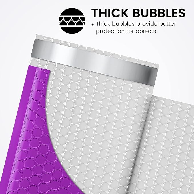 Fuxury Bubble Mailers 4x8 Inch Purple 800 Pack Padded Envelopes Usable Size 4x7" Thick Mailing Envelopes Bubble Opaque Padded Mailers Shipping Bags for Mailing Jewelry Makeup Small Business Bulk #000