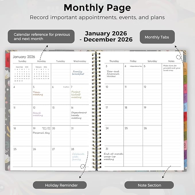 SKYDUE 2026 Appointment Book, 8.5" x 11", Hourly Planner with 15 & 30-Minute Increments, Weekly & Monthly Planner for January - December 2026, Perfect for Daily Planning, Flower