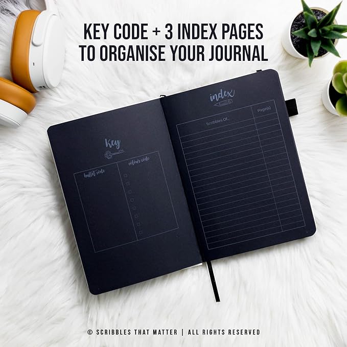 Black Paper Bullet Dotted Journal Notebook | B5 Starry Night by Scribbles That Matter | Free white gel pen | 160gsm Blackout no-bleed dot grid paper | For Men and Women | 7 x 10 in | Black