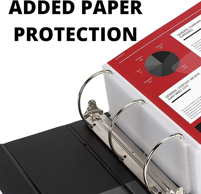 6 Inch 3 Ring Binder with Locking Angle D Rings, Professional Heavy Duty Large Storage Binder with Pockets, Fits 8.5 x 11 Inch Sheets, Non-Stick Clear View Cover, Customizable, Black