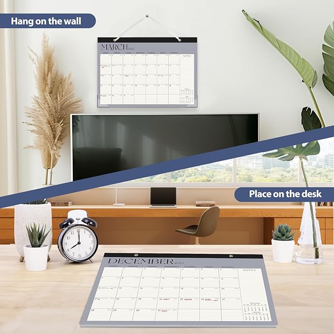 Desk Calendar 2025-2026, Monthly Desktop Large Calendar (July 2025 - December 2026) 17" x 12" Desk Wall Planner for Family Office Teacher School, Blue