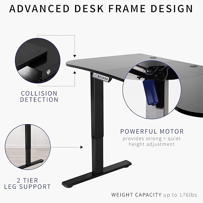 VIVO Electric 63 x 32 in Standing Desk, Memory Height Adjustment, 1B Series, Light Wood Top Black Frame, DESK-KIT-1B1C