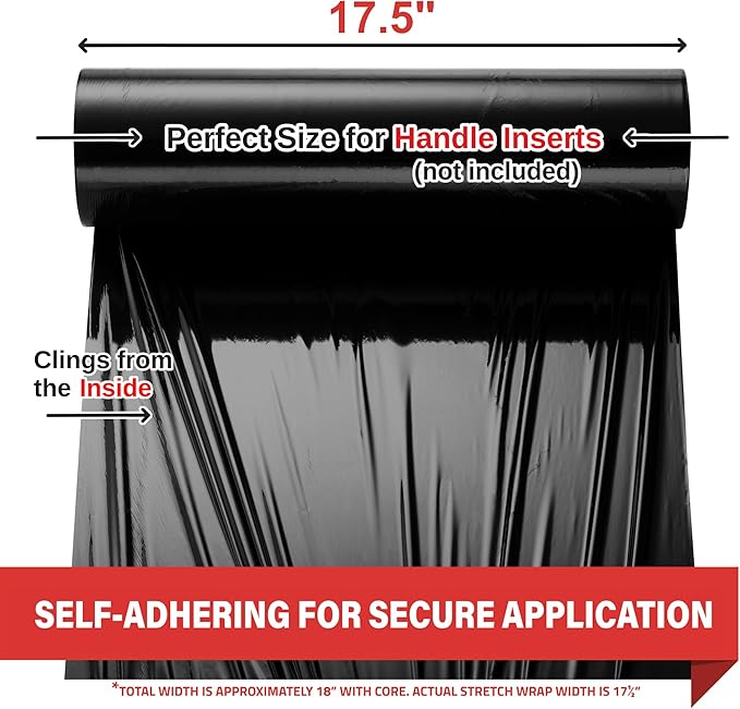 Black Industrial Strength Extra Thick 4 Pack 17.5" 1100 SqFt 80 Gauge (20 Micron) Shrink Wrap Roll for Moving, Furniture, Pallets, Packing