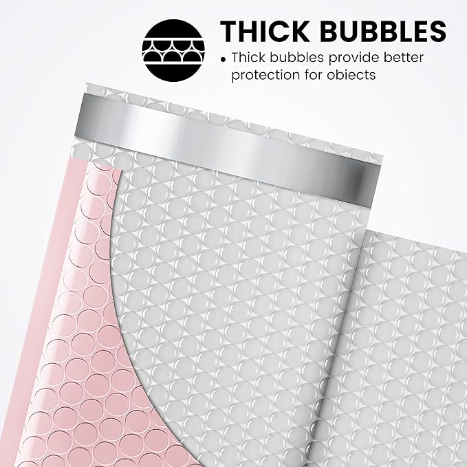 Fuxury Small Bubble Mailers 4x8" 100 Pack Light Pink Bubble Mailer Usable Size 4x7" Self Seal Padded Envelopes Mother's Day Gifts Mailing Envelopes Bubble Padded for Shipping