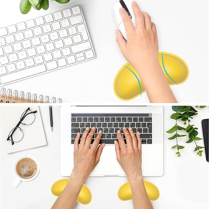 Dapesuom Mouse Wrist Rest, Ergonomic Memory Foam Mouse Wrist Support, Leather Hand Rest Pad Cushion for Gaming, Office, Laptop, Wireless Mouse, Men, Women, Pain Relief & Easy Typing, Apricot Yellow