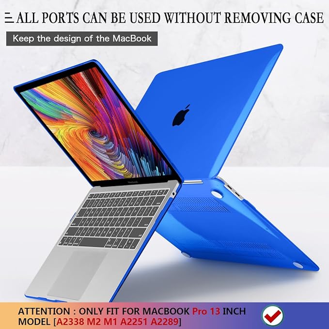 CISSOOK Case for MacBook Pro 13 Inch 2025-2020 Release A2338 A2251 A2289 Model, Hard Shell Case with Keyboard Cover for MacBook Pro 13" M1 M2 -Blue