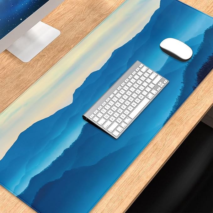 Gaming Mouse Pads for Desk, Great Smoky Mountains Landscape Mousepad with Seamed Edges and Non-Slip Base, Keyboard Desk Mat for Work, Game, Office, Home, 31.5 X 11.8 Inch, 3mm Thick