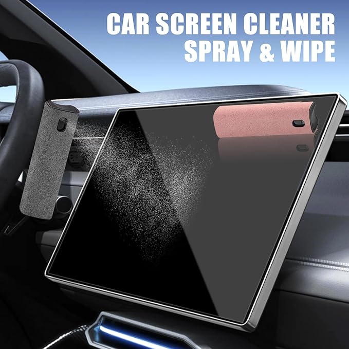 walrfid 2 Pack Car Screen Cleaner, Computer Screen Cleaner Spray and Wipe, Laptop Cleaning Mist Kit for Electronic iPad, iPhone, Phone, MacBook, TV, Monitor Display, with Graffiti Case, Grey Pink