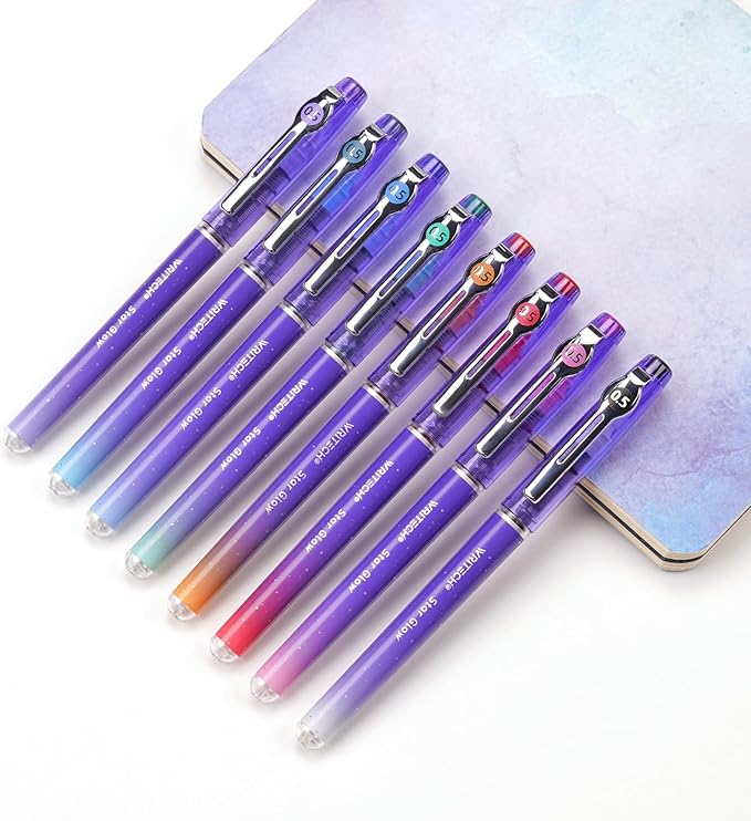 WRITECH Liquid Ink Rollerball Pens: 8ct Assorted Colors Extra Fine Point Tip 0.5mm Rolling Pen for Smooth Writing Coloring Drawing Journaling No Bleed & Smear &Smudge Multi Colored
