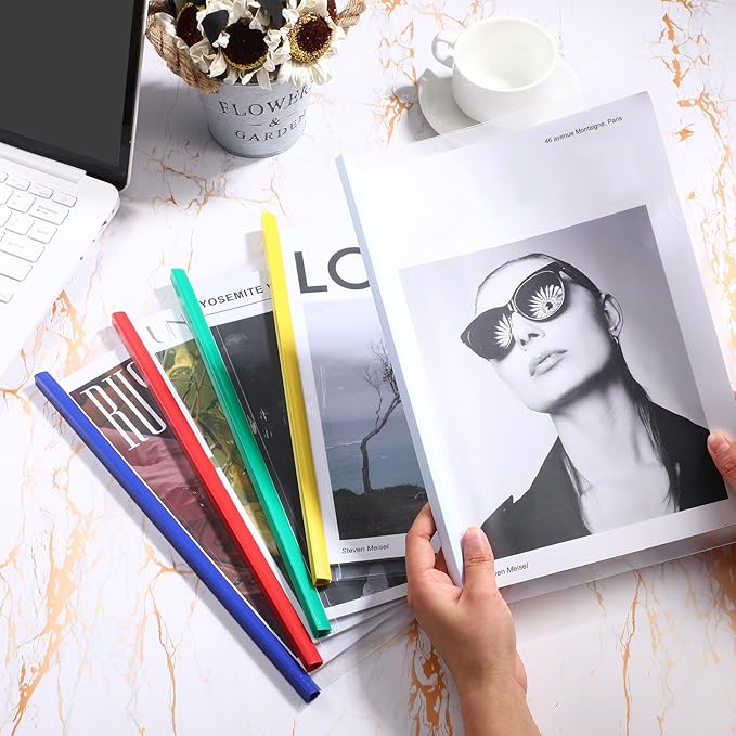 100 Pcs Clear Report Cover with Sliding Bar 50 Sheet Capacity Presentation Binder Transparent Resume Folder Plastic Folder for File Report School Office