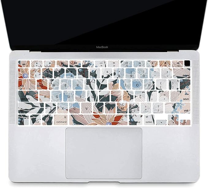 Bandless Protective Case Compatible MacBook Pro 14 Inch 2021 M1 Pro/Max Model A2442, Plastic Laptop Hard Shell Case Keyboard Cover Skin for MacBook Pro 14'' Touch ID - Embroidered Flower