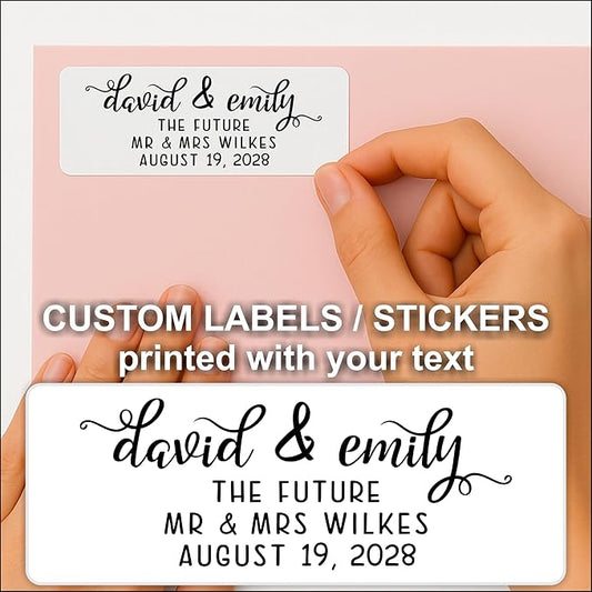 Return Address Labels Custom Printed - White Stickers Personalized with Name for Mailing, Shipping, Envelopes, Packages, Business, School, Home Use by PrettySweetParty (Pretty Lowercase Script)