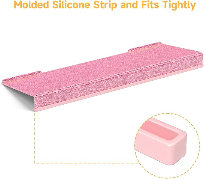 Ergonomic Computer Keyboard Stand - 17 Inch Glitter Pink Acrylic Keyboard Riser for Desk Tilted Keyboard Holder Tray with Non-Slip Strip for Home Office Easy Typing & Working