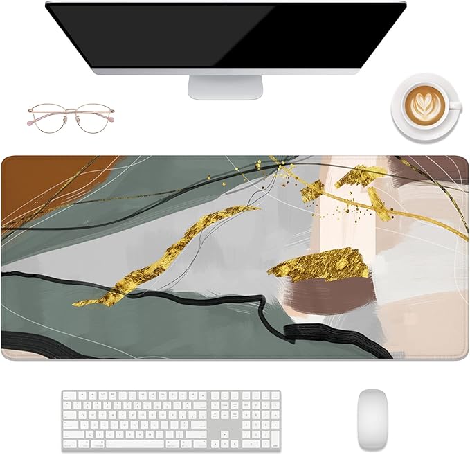 Desk Mat, 32" x 12" XXL Extended Large Gaming Mouse Pad, Desktop Decor Desk Pad, Cute Men Women Office Supplies and Accessories, XL Mouse Mat for Laptop & Keyboard, Retro Abstract Art