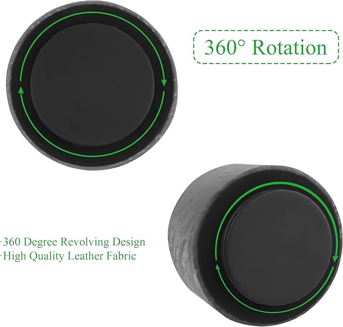 Hennaja Round Leather Art Supply Organizer,Remote Control Holder,360 Degree Spinning,Multi-Functional Pencil Holder,4 Compartments Desktop Stationary Organizer(1-Hill Black)