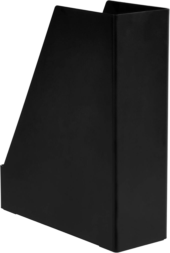 Amazon Basics Plastic Desk Organizer - Vertical Magazine and File Holder, Black, 2-Pack