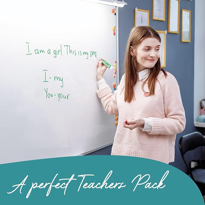 EXTRIC Dry Erase Markers Chisel Tip, Whiteboard Markers 4 Pack Assorted Colors, White Board Marker Dry Erase Red, Blue, Green, Black White Board marker Low Odor for Teachers and Students