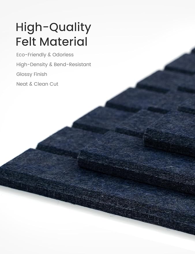 Bumusty Large Cork Board Alternative-36 x24 Felt Bulletin Board Tiles, with 30 Pushpins, 40 Adhesive Tabs, 6-Pack Slat Wall Paneling, Cork Boards for Office Push Pin Board Felt Board-Denim Blue