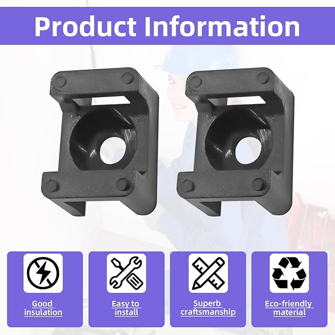 200pcs Cable Zipper Tie Saddle Mounting Base with 200pcs Cable Ties and 200pcs Self-Tapping Screws for Home/Office/Outdoor/Garden, Cable Tie Fixing Base, Wire Management